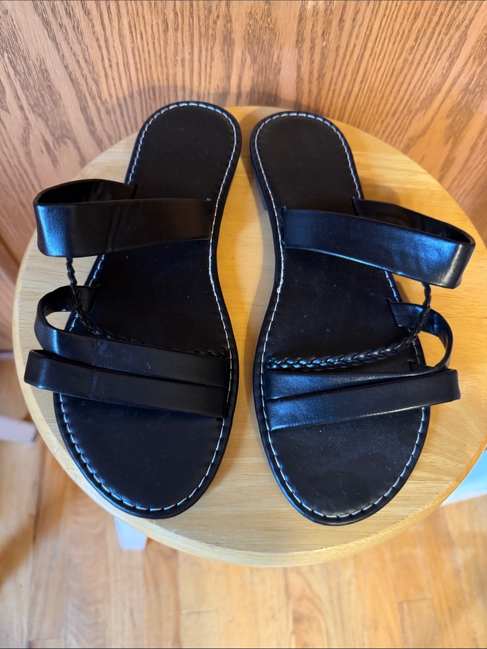 Black Women's Strappy Slide Sandals